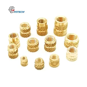 M2 M3 M4 M5 M6 M8 M10 OEM ทองแดง Knurled แทรกอ่อนนุชทองเหลืองละลายแทรกทองเหลืองผู้ผลิตพลาสติกแทรก