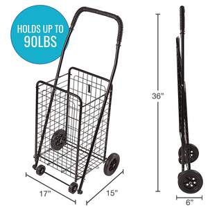 Carro utilitario con ruedas para compras, lavandería de comestibles y carro trepador de escaleras con capacidad para hasta 90 libras, compacto y plegable - Product Image 2