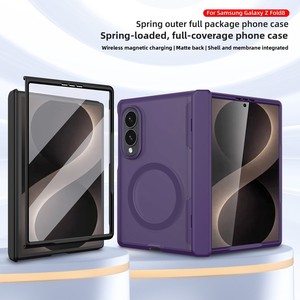 Cross-border new model, suitable for Samsung Z Fold8, <b>spring</b>-loaded outer <b>hinge</b>, skin-feel folding phone case, full coverage, dr - Product Image 1