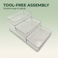 Étagère de rangement à 3 niveaux en PET moulé par injection, petite étagère ouverte multi-niveaux, montage sans outil, organisateur de comptoir pour cuisine et salle de bain
