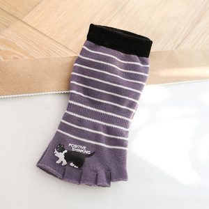 <span class=keywords><strong>Chaussettes</strong></span> pour femmes à cinq doigts, à bout ouvert, rayées, motif <span class=keywords><strong>chat</strong></span> mignon - Product Image 5