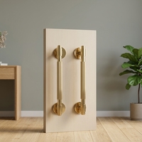 Manija de puerta larga de latón negro personalizada para puertas de madera, con diseño moleteado, para puertas dobles, para cuartos de ducha, tiradores dorados de doble cara con cerradura