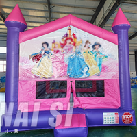 Château Gonflable Rose Princesse 13x13 avec Panneaux Décoratifs et Bannière pour Fêtes d'Enfants - Idéal pour Filles - En Vente