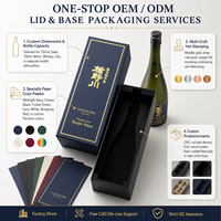 Boîte rigide de luxe avec logo estampé à l'or, pour vin et saké, avec insert en EVA doux au toucher, boîte en carton à deux pièces, couvercle et base