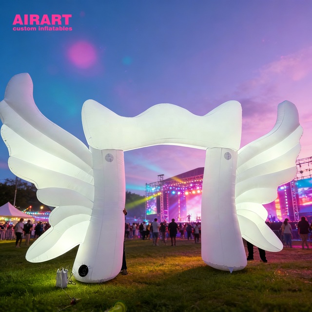 Big Inflatable Wing Arch White Color Party Entrance