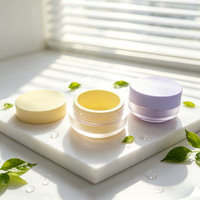 Pot à crème double paroi en PET dépoli translucide de 75g, avec couvercle à vis, jaune pastel, pour crème hydratante visage lavande, OEM ODM, vente en gros