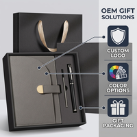 Ensemble cadeau d'entreprise de luxe avec logo personnalisé, carnet en cuir PU, stylo à bille en métal, papeterie de direction, boîte et sac