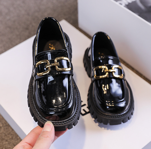Zapatos de Cuero Personalizados para Niños, Zapatos Negros con Cadena, Zapatos de Suela Gruesa para Estudiantes, Mocasines - Product Image 5