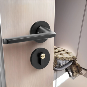 Khóa cửa tay nắm gỗ đen chống trộm, mở khóa bằng chìa khóa, giảm tiếng ồn, chất liệu hợp kim nhôm, dành cho phòng ngủ, phòng tắm, trong nhà, sản xuất trực tiếp từ nhà máy - Product Image 6