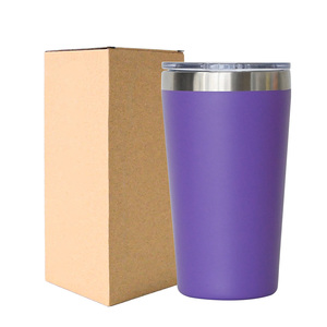 Gobelet isotherme à double paroi avec logo personnalisé, en acier inoxydable, pour café, voyage, 16 oz, gobelet moderne de qualité supérieure avec couvercle - Product Image 1