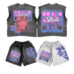 <span class=keywords><strong>Ensemble</strong></span> deux pièces pour homme, t-shirts en coton imprimés DTG, effet délavé, <span class=keywords><strong>ensemble</strong></span> de t-shirts et shorts avec cordon élastique - Product Image 5