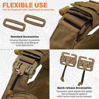 Gilet tactique de chasse Molle avec triple pochette pour chargeurs, pochettes latérales à ceinture, dégagement rapide - Ajustement universel, polyester haute résistance