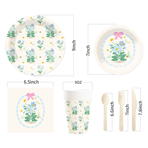 Decoraciones para Fiesta de Primavera DAMAI, Artículos para Fiesta de Té con Temática de Flores de No Me Olvides, Juego de Vajilla Desechable para Fiesta, Platos y Servilletas de Papel - Product Image 5