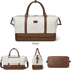 주말 가방 여성 신발 구획 캔버스 밤새 여행 더플 가방 트롤리 슬리브 운반 토트 백 3Pcs 세트 - Product Image 2