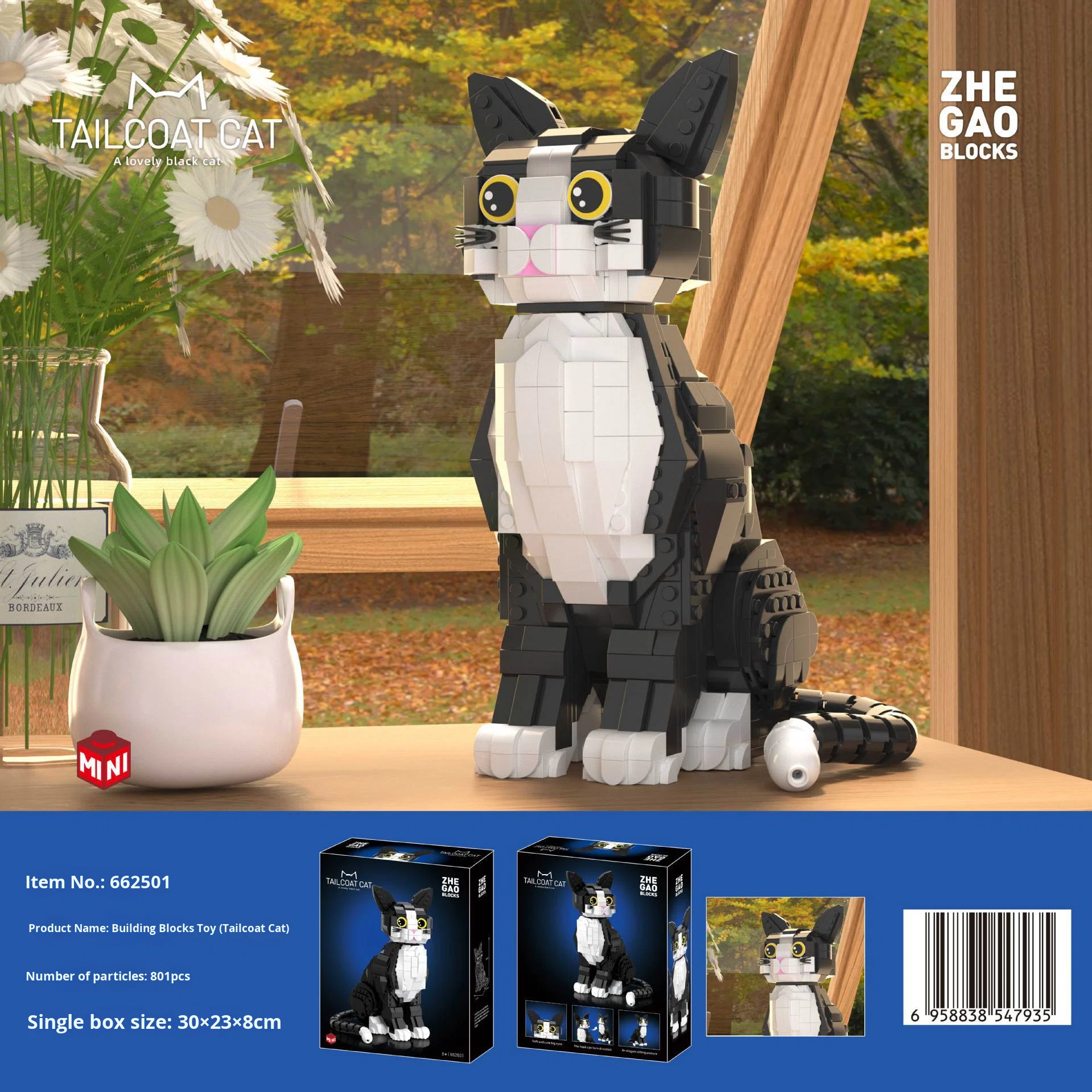 Zhegao 3.6 Mini 662501 ABS Cat Building Blocks DIY Toy