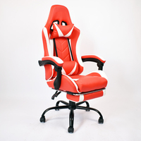 Silla de Juego Ergonómica con Reposapiés, Silla Reclinable de Cuero con Reposabrazos Articulados para Juegos de PC y Oficina en Casa