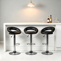 Tabourets de bar pivotants noirs confortables, hauteur réglable, chaise de comptoir avec repose-pieds chromé pour cuisine, bar, pub, club, réception