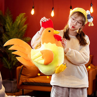 Peluche de poulet imposant à motif de points et rayures, jouet en peluche de poussin dodu, coussin décoratif de grande taille en forme de poule