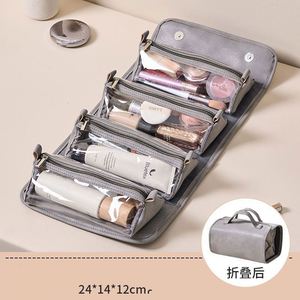 Customize 4-in-1 Roll-Up Foldable <b>Travel</b> <b>Makeup</b> <b>Bag</b> Larger Capacity Hanging Toiletry <b>Bag</b> Removable Zipper Clear Cosmetic <b>Bag</b> - Product Image 5
