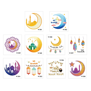 10 pièces Festival lune château temporaire <span class=keywords><strong>tatouage</strong></span> autocollants différents Ramadan Karim Eid Mubarak conceptions pour les décorations de fête - Product Image 3