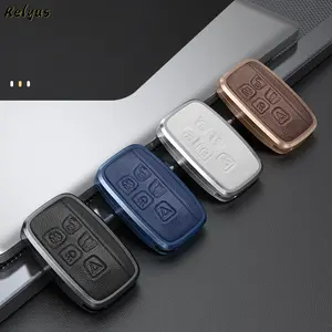 Metal Cowhide Leather Car Key Case Cover For Land Rover Range Rover Sport Discovery 3 4 Elander 2 Evoque Keybag Accessories