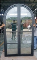 Porte de sécurité en acier et verre à arche simple française avec isolation phonique pour usage extérieur et intérieur