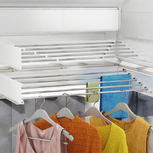 Stendibiancheria singolo pieghevole e rimovibile in alluminio a 5 livelli 80/40, montabile a parete, salvaspazio per soggiorno, bagno, scarpe - Product Image 3