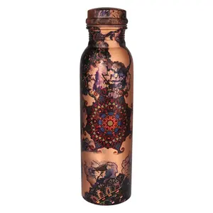 Premium Quality Copper <b>Water</b> <b>Bottle</b> Set Printed Logo Ayurvedic Health Benefits Gym Office Outdoor Use Lid Eco-Friendly <b>Straw</b> - Product Image 1