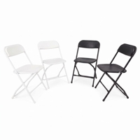 Chaise pliante moderne en plastique blanc et noir, imperméable, portable, empilable, pour événements, mariages, fêtes, intérieur et extérieur