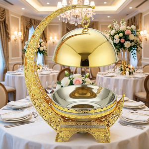 Scaldavivande di Lusso a Forma di Luna Dorata da 8L per Ristoranti e Hotel, Set Buffet con Coperchio Sospeso per Catering - Product Image 6