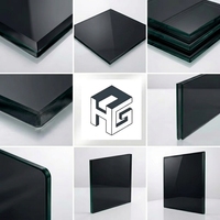 Plaque de verre trempé noir de qualité supérieure, design industriel moderne, verre foncé massif pour table, armoire, décoration intérieure, découpe sur mesure des bords.
