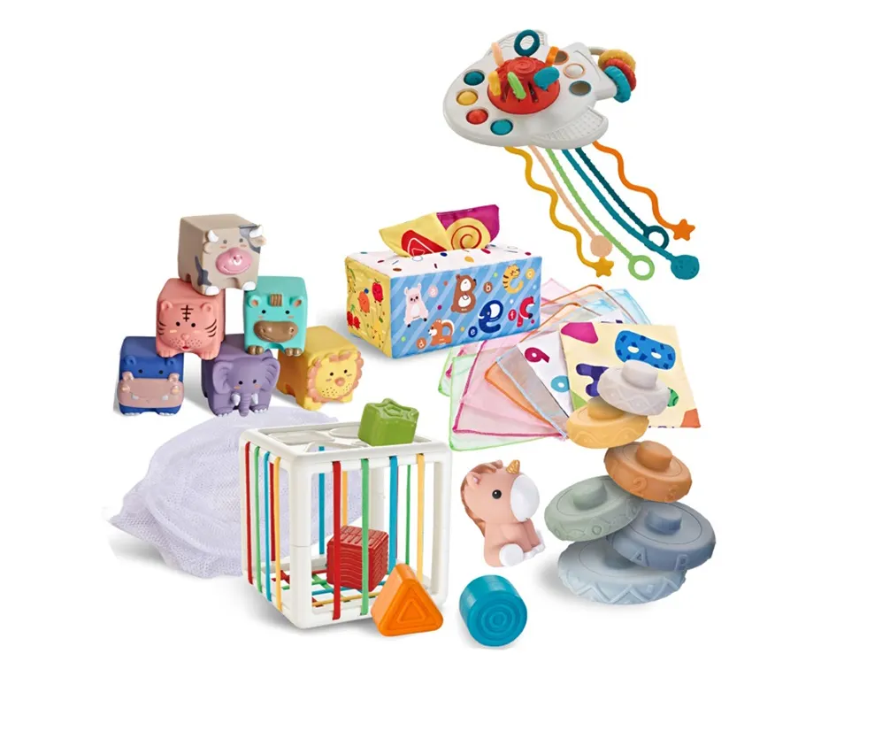 Распродажа, детские развивающие силиконовые игрушки 6 в 1 из мягкой резины