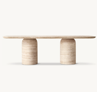 Nouveau design de dessus de table en marbre de pierre naturelle ensemble de table à manger rectangulaire