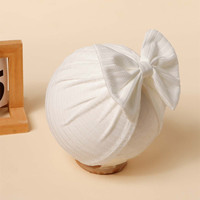 Gorro de Jacquard Elástico de Poliéster para Bebé, Gorro Sin Borde con Lazo Grande, Suave, Transpirable y Cálido para Invierno, Estilo Indio
