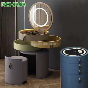 Hot Selling Smart Swivel Dresser Table With <strong>Mirror</strong> Stool Drawer Luxury Led Lights Music Wireless Charging Vanity Table <strong>Bedside</strong> - Product Image 1
