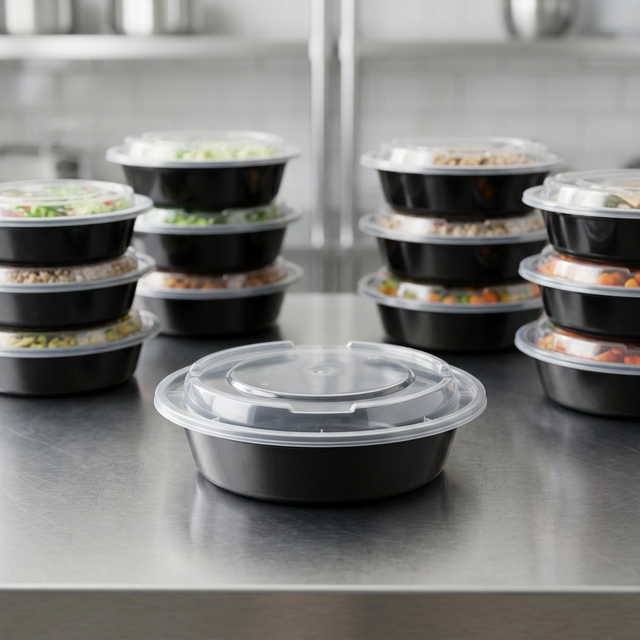 Tiya Togo Disposable Plastic Food Container Microwave Safe Reusable PP Plastic Round Meal Prep Food Container