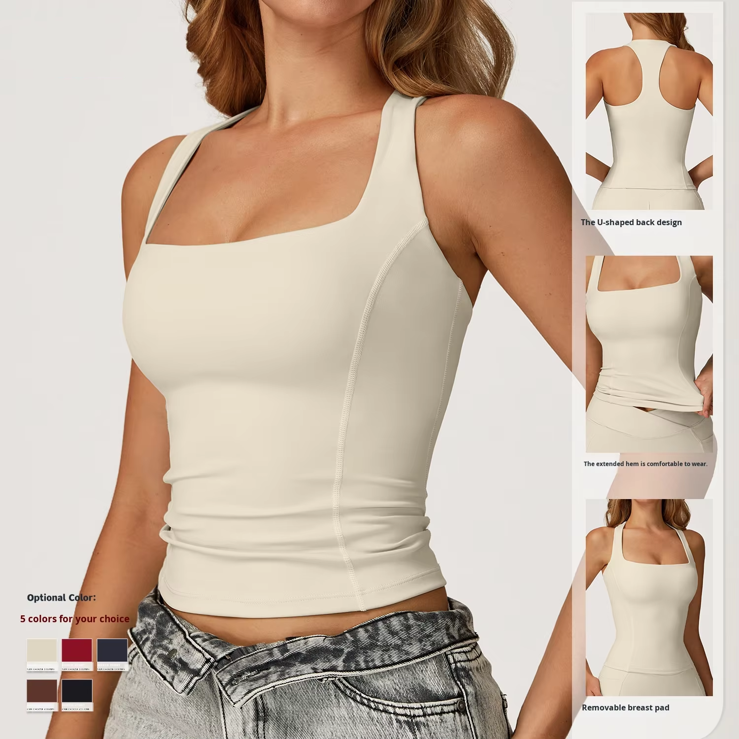 Women's Seamless Breathable Yoga Tank Top Racerback Design Tight-Fitting Quick Dry Sports Vest for Outdoor Summer Running