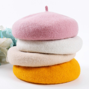 Bérets pour femmes Style français Léger Casual Classic Solid Color <span class=keywords><strong>Beret</strong></span> Hat Woolen Painter Hat - Product Image 1