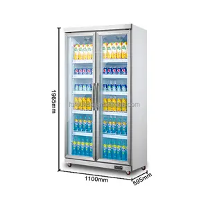 MUXUE Porta A Doppio Vetro In Posizione Verticale Bevanda di Raffreddamento di Visualizzazione Delle Bevande Chiller bevanda fredda Display frigo MX-YLG1100F-A
