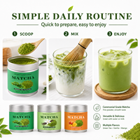 Thé vert matcha de qualité cérémonielle en marque propre, poudre de matcha en boîte de conserve de 100 g, matcha aromatisé à la fraise 3A-6A