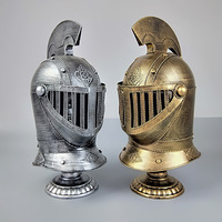 Ornements de casque de guerrier romain rétro classique, artisanat métallique de haute qualité, modèles d'armure de guerrier en fer, objets de collection de luxe