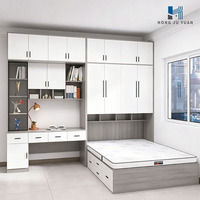 Ensemble de meubles de chambre à coucher modernes et personnalisés avec armoire intégrée, bureau d'étude, étagère, lit et tiroirs