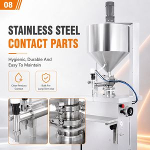 Machine de remplissage verticale à température constante avec mélangeur chauffant, remplisseur à piston pneumatique pour beurre, chocolat, confiture - Product Image 3
