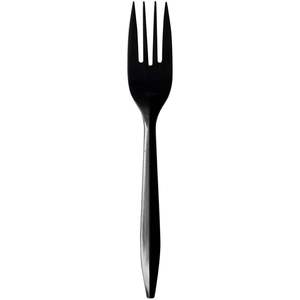 Cubiertos Desechables de Polipropileno Negro de Peso Medio, Tipo Tenedor, 1000 Unidades por Paquete - Product Image 3