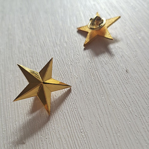 Broche de estrella metálica 3D de 3 cm al por mayor, pin esmaltado dorado y plateado con cierre de mariposa para sombrero, bolso y ropa - Product Image 5