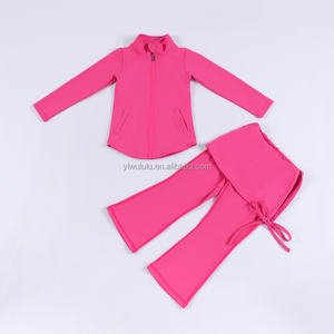लड़कियों की उच्च खिंचाव योग सेट लंबी आस्तीन पतली ज़िप अप जैकेट स्कर्ट पैनल एथलेटिक प्रशिक्षण संगठन में निर्मित - Product Image 3