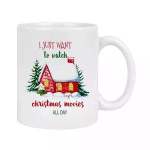  Caneca de chá de cerâmica branca de 11 onças, copo de sublimação clássico personalizável com estampa de logotipo para café de Natal de volta às aulas