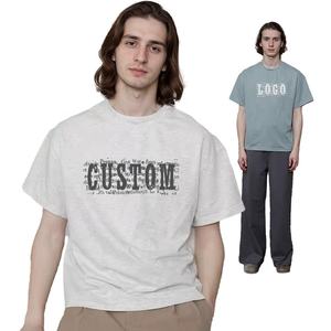 Streetwear Thick Soft Boxy Fit 100% Cotton Heavyweight Custom Graphic Dtg Screen Printed Luxury Oversized Cropped <b>Tshirt</b> for Men - Product Image 2