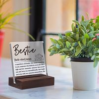 Cadeaux inspirants pour les femmes Plaque en acrylique avec support en bois-Logo personnalisé et couleur Love Flower Design Encouragement Desk Decor