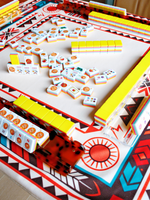 Set Mahjong Tema Makanan Amerika OEM Kustom 160 Ubin Akrilik Dengan Rak Label Pribadi Grosir untuk Hadiah Malam Permainan